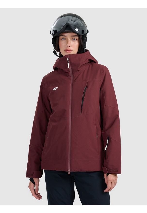 4f - 4F Kurtka narciarska membrana 8000 damska - burgundowa XL. Kolor: czerwony. Materiał: poliester, materiał. Sezon: zima