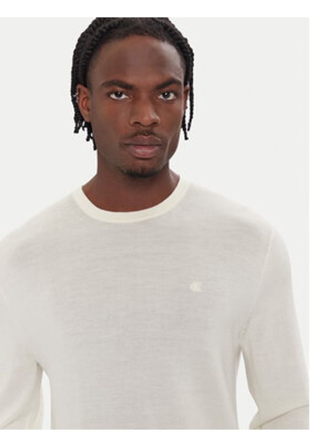 Calvin Klein Sweter LV04LB305G Écru Regular Fit. Materiał: wełna