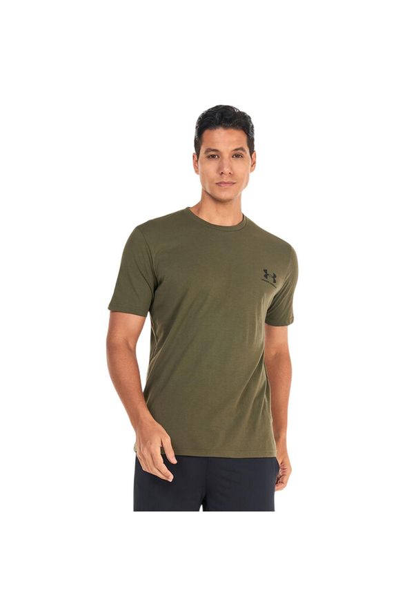 Under Armour - T-shirt Męski Logo. Kolor: czarny, zielony, wielokolorowy. Sport: turystyka piesza