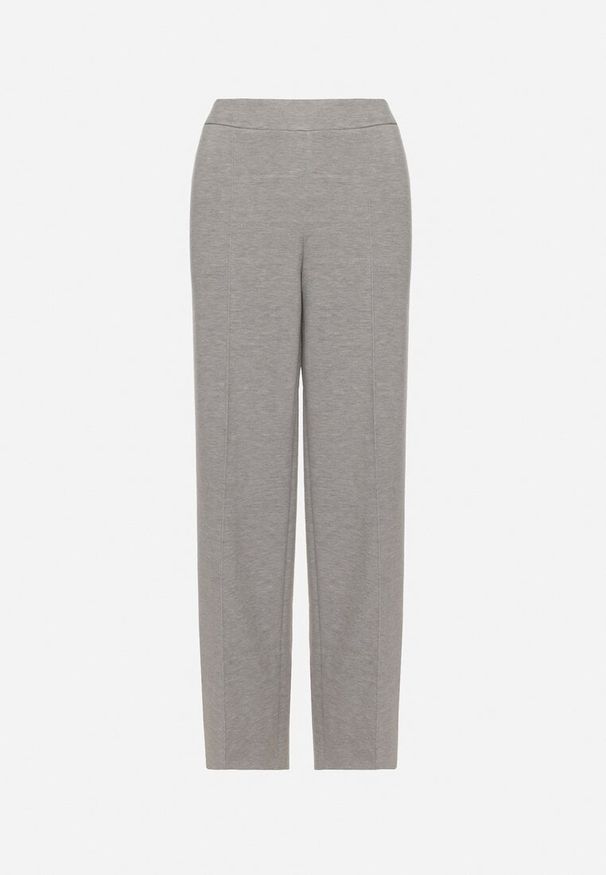 Born2be - Szare Szerokie Spodnie z Wiskozą w Kant Silhiris. Okazja: do pracy. Kolor: szary. Materiał: wiskoza. Styl: elegancki, klasyczny