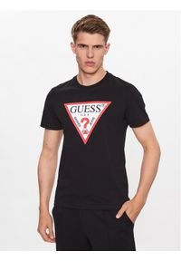 Guess T-Shirt M2YI71 I3Z14 Czarny Slim Fit. Kolor: czarny. Materiał: bawełna