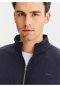 Pako Lorente - PAKO LORENTE - Granatowa bluza dresowa na suwak. Kolor: szary, niebieski. Materiał: dresówka. Wzór: gładki #3