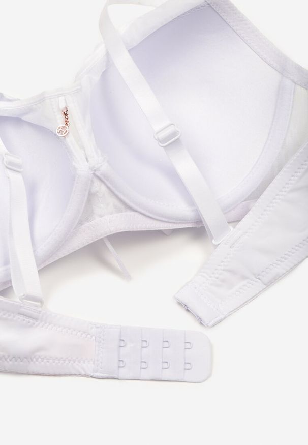 Renee - Biały Biustonosz Full Cup Zdobiony Koronką Raviera. Kolor: biały. Materiał: koronka. Wzór: koronka, aplikacja