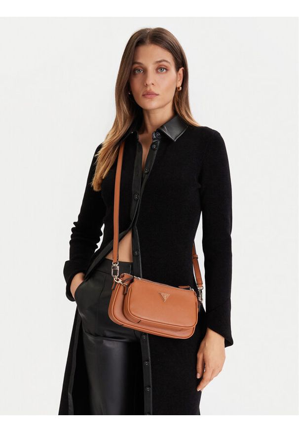 Guess Torebka Noelle II Mini HWZG96 72710 Brązowy. Kolor: brązowy. Materiał: skórzane