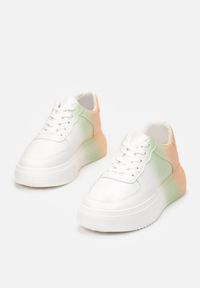 Born2be - Biało-Pomarańczowe Sneakersy Endaris. Zapięcie: sznurówki. Kolor: biały. Materiał: materiał. Szerokość cholewki: normalna. Wzór: kolorowy #5