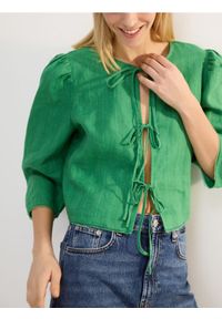 Reserved - Lniana bluzka - zielony. Kolor: zielony. Materiał: len