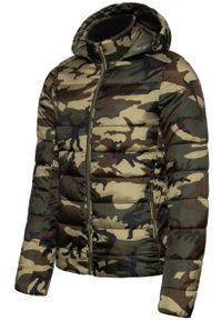 Wrangler - KURTKA ZIMOWA WRANGLER PUFFER JACKET CAMOUFLAGE W4725X4X3. Materiał: polar, puch. Wzór: moro. Sezon: zima