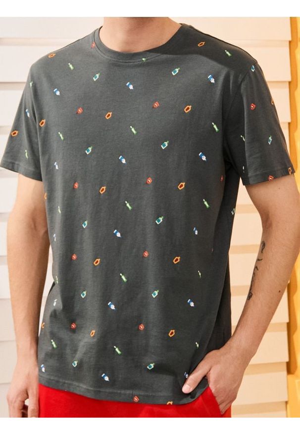 Sinsay - Koszulka - szary. Kolor: szary