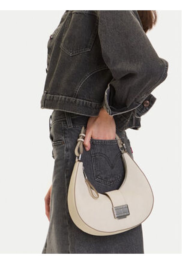 Tommy Jeans Torebka Tjw Crush Shoulder Bag AW0AW17539 Beżowy. Kolor: beżowy. Materiał: skórzane
