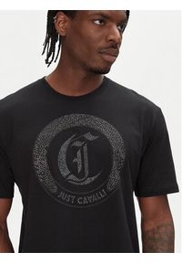 Just Cavalli T-Shirt 78OAHE22 Czarny Regular Fit. Kolor: czarny. Materiał: bawełna #5