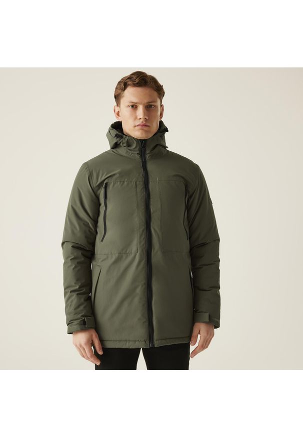 Kurtka wodoodporna Regatta Larrick II. Kolor: beżowy, wielokolorowy, zielony. Sport: turystyka piesza