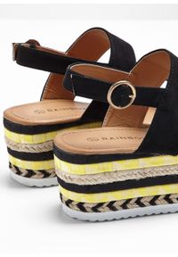Sandały na podeszwie platformie bonprix czarno-żółty. Kolor: czarny. Obcas: na platformie #6