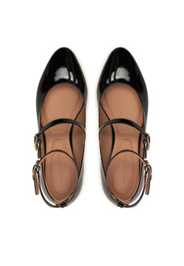 TOMMY HILFIGER - Tommy Hilfiger Czółenka Pump Double Strap Patent Leather FW0FW08566 Czarny. Kolor: czarny. Materiał: lakier, skóra
