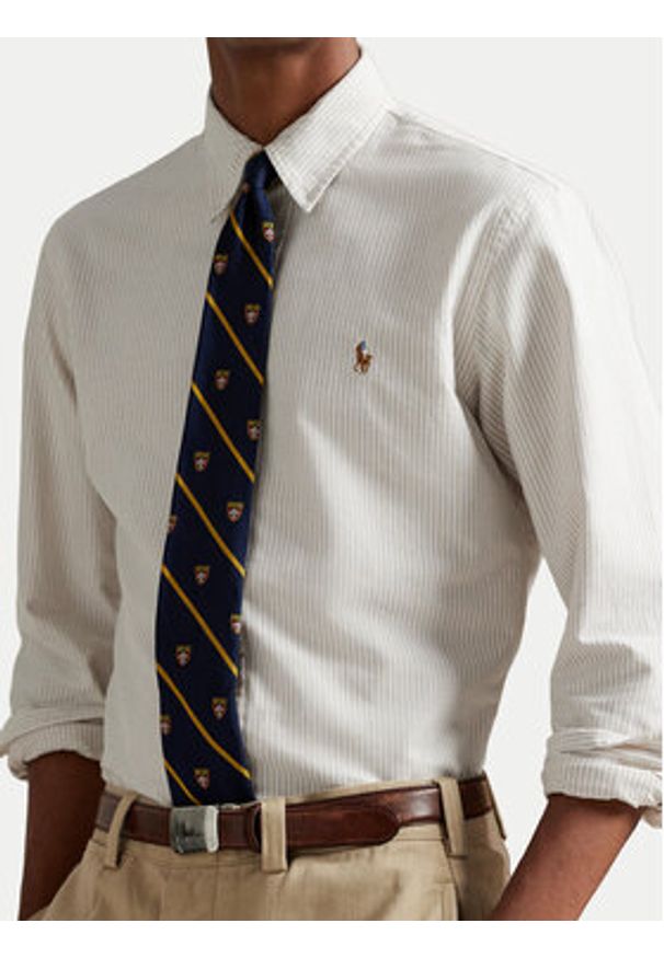 Polo Ralph Lauren Koszula 710953704007 Beżowy Custom Fit. Typ kołnierza: polo. Kolor: beżowy. Materiał: bawełna