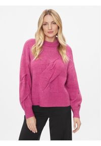 YAS Sweter 26031213 Różowy Regular Fit. Kolor: różowy. Materiał: syntetyk #1