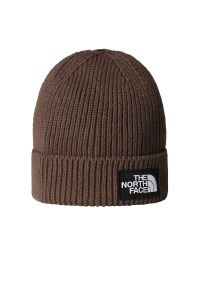 Czapka unisex The North Face Logo Box Beanie 0A8CHE1OI1 - brązowa. Kolor: brązowy. Materiał: poliester. Wzór: aplikacja. Styl: klasyczny