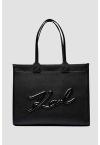 Karl Lagerfeld - KARL LAGERFELD Czarna shopperka damska Lg Tote Grainy. Kolor: czarny. Styl: casual, elegancki