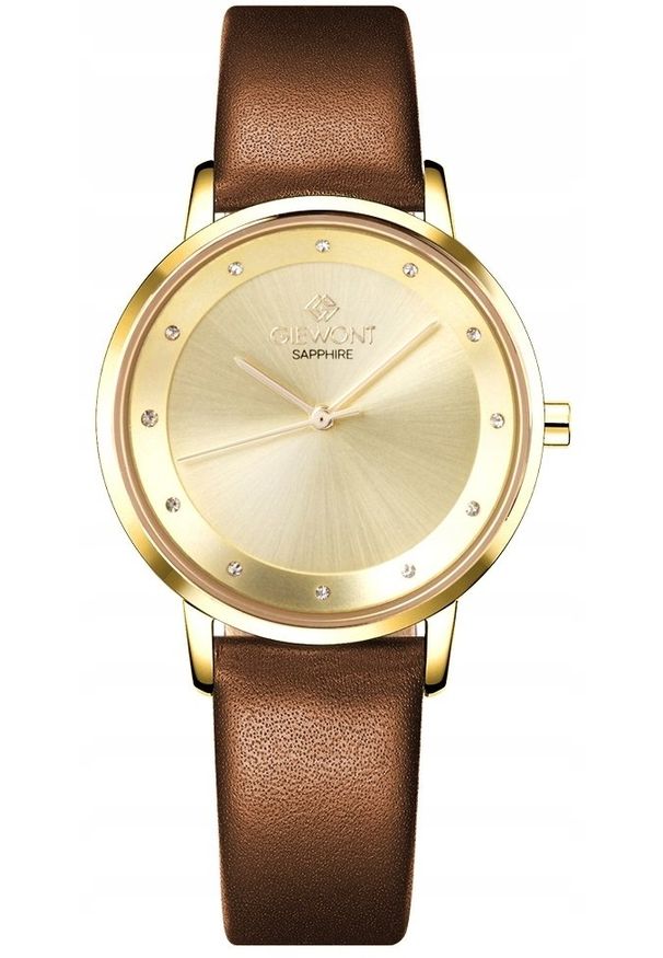 Zegarek Giewont Zegarek Damski Giewont Sapphire Złoty GW4130-A2. Kolor: złoty
