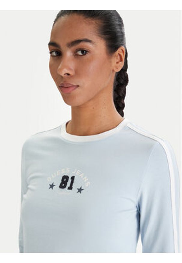 Guess Jeans Bluzka W6RI17 J1314 Błękitny Regular Fit. Kolor: niebieski. Materiał: bawełna