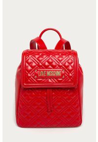 Love Moschino - Plecak. Kolor: czerwony. Materiał: syntetyk, materiał, skóra ekologiczna. Wzór: aplikacja #1