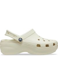 Buty do chodzenia damskie Crocs Classic Platform Clog. Kolor: beżowy. Materiał: syntetyk, materiał. Obcas: na platformie. Styl: sportowy
