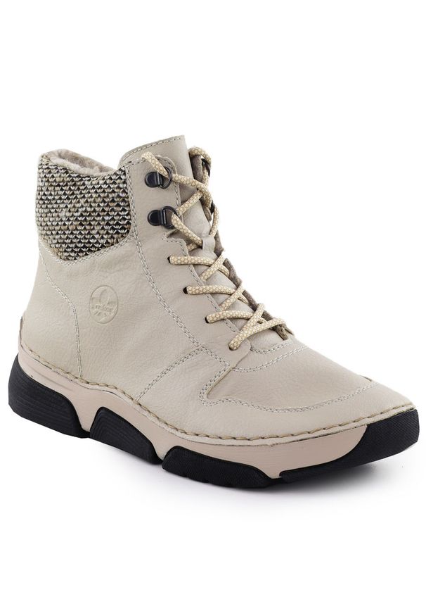 Botki damskie komfortowe beżowe Rieker 45955-60. Kolor: beżowy. Materiał: skóra