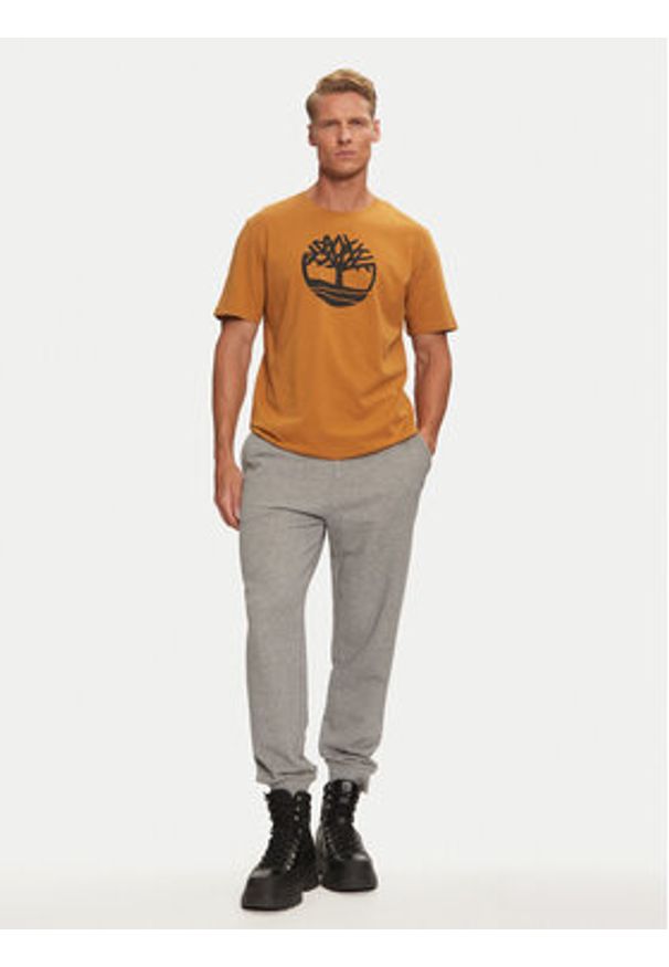 Timberland T-Shirt TB0A2C2R Brązowy Regular Fit. Kolor: brązowy. Materiał: bawełna