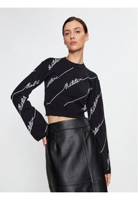 ROTATE Sweter Sequin Logo 110113100 Czarny Regular Fit. Kolor: czarny. Materiał: bawełna