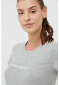 Emporio Armani Underwear t-shirt damski kolor szary. Kolor: szary. Materiał: bawełna. Długość rękawa: krótki rękaw. Długość: krótkie. Wzór: nadruk