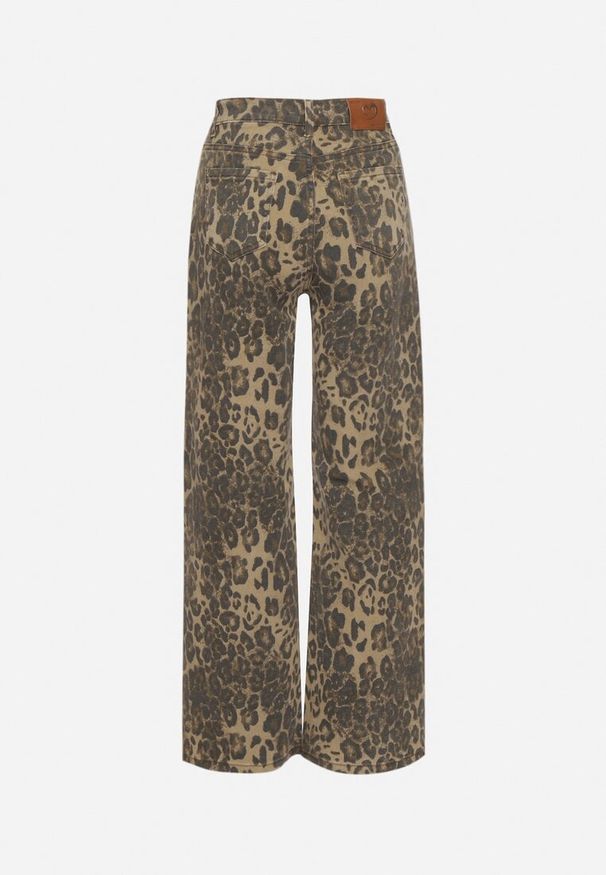 Born2be - Panterkowe Jeansy o Szerokim Kroju z Wysokim Stanem Zantere. Okazja: na co dzień, na spacer. Stan: podwyższony. Styl: klasyczny, casual