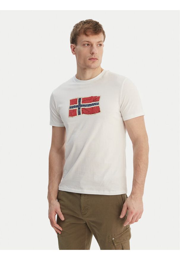 Napapijri T-Shirt S-Mahsa NP0A4FZB Biały Regular Fit. Kolor: biały. Materiał: bawełna