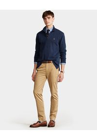Ralph Lauren - RALPH LAUREN - Granatowa bluzka z wysokim kołnierzem. Typ kołnierza: polo. Kolor: niebieski. Materiał: bawełna. Długość rękawa: długi rękaw. Długość: długie. Styl: klasyczny #2
