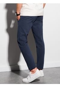 Ombre Clothing - Spodnie męskie dresowe P946 - granatowe - XXL. Kolor: niebieski. Materiał: dresówka #4