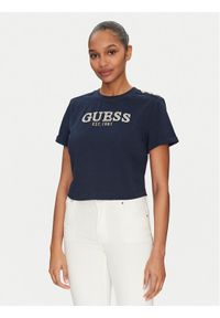 Guess T-Shirt W5GI15 K8FQ4 Granatowy Regular Fit. Kolor: niebieski. Materiał: bawełna