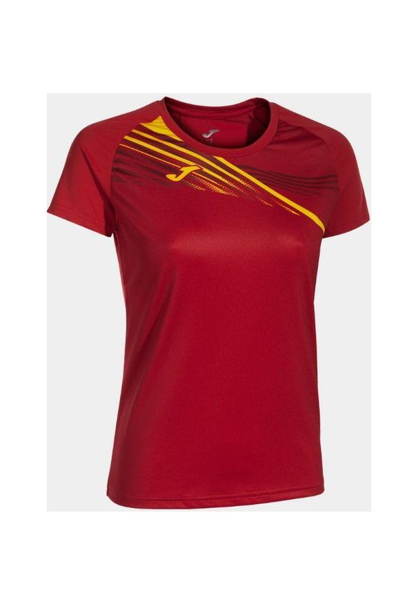 Damska Koszulka Sportowa Joma Elite X Czerwona - Oddychająca i Wygodna. Kolor: czerwony, żółty, wielokolorowy. Materiał: poliester, elastan. Sport: bieganie