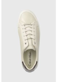 Calvin Klein sneakersy skórzane VULC LACE UP - MET kolor beżowy HW0HW01884. Zapięcie: sznurówki. Kolor: beżowy. Materiał: skóra #3