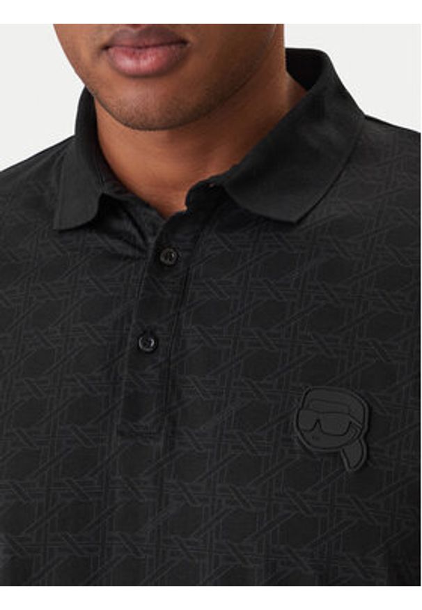 Karl Lagerfeld - KARL LAGERFELD Polo 745071 561251 Czarny Regular Fit. Typ kołnierza: polo. Kolor: czarny. Materiał: bawełna