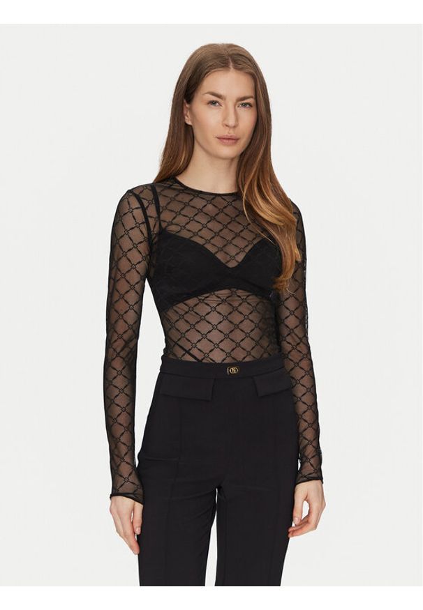 Elisabetta Franchi Body BO-021-51E2-V260 Czarny Slim Fit. Kolor: czarny. Materiał: syntetyk