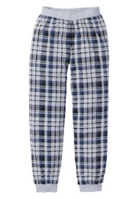 Spodnie do spania z dżerseju bonprix jasnoszary melanż w kratę. Kolor: szary. Materiał: jersey. Długość: długie. Wzór: melanż #1