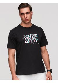 Ombre Clothing - Męski bawełniany T-shirt z printem Ombre - czarny V1 - Rozmiar: XL. Okazja: na co dzień. Kolor: czarny. Materiał: bawełna. Długość rękawa: krótki rękaw. Długość: krótkie. Wzór: nadruk. Styl: casual #1