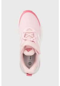 Adidas - adidas sneakersy dziecięce FortaRun kolor fioletowy. Nosek buta: okrągły. Zapięcie: rzepy. Kolor: fioletowy. Materiał: materiał, guma