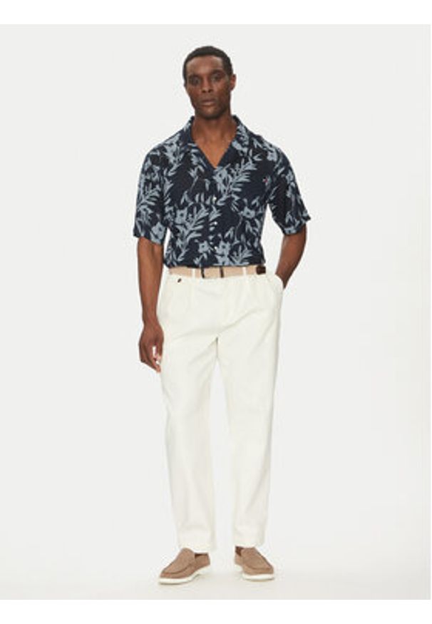 TOMMY HILFIGER - Tommy Hilfiger Koszula Bowling Shirt Print UM0UM03227 Granatowy Regular Fit. Kolor: niebieski. Materiał: syntetyk. Wzór: nadruk