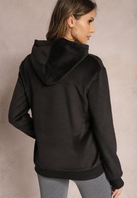 Renee - Czarna Bluza z Kapturem i Haftowanym Napisem Lahma. Typ kołnierza: kaptur. Kolor: czarny. Materiał: polar, welur, tkanina. Wzór: napisy, haft #5