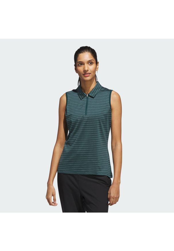 Adidas - Koszulka polo bez rękawów z prążkowaną dzianiną żakardową Ultimate365. Typ kołnierza: polo. Kolor: niebieski. Materiał: żakard, dzianina, prążkowany. Długość rękawa: bez rękawów