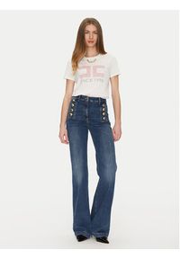Elisabetta Franchi T-Shirt MA-033-51E2-V180 Biały Regular Fit. Kolor: biały. Materiał: bawełna #4