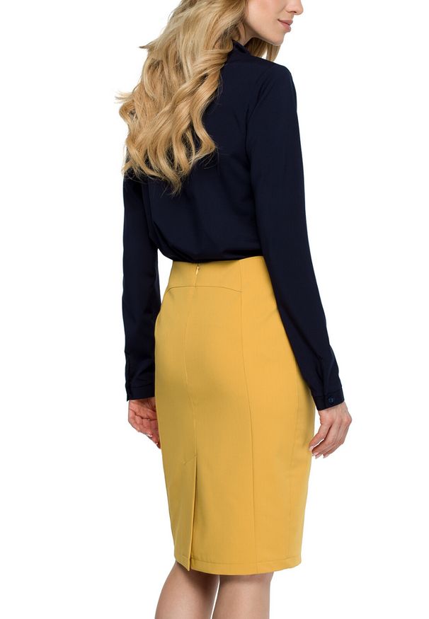Style - Gładka spódnica ołówkowa długość w kolano. Materiał: materiał, elastan. Wzór: gładki