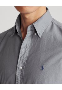 Ralph Lauren - RALPH LAUREN - Szara koszula Oxford Custom Fit. Typ kołnierza: polo, button down. Kolor: szary. Materiał: bawełna. Długość rękawa: długi rękaw. Długość: długie. Wzór: haft. Styl: klasyczny #3