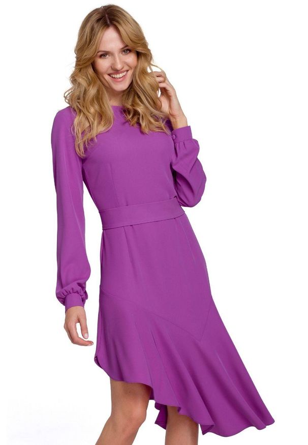 Sukienki.shop - Asymetryczna sukienka z falbaną w stylu flamenco. Typ sukienki: asymetryczne