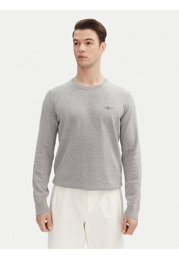 Aeronautica Militare Sweter 251MA1502L506 Szary Regular Fit. Kolor: szary. Materiał: bawełna