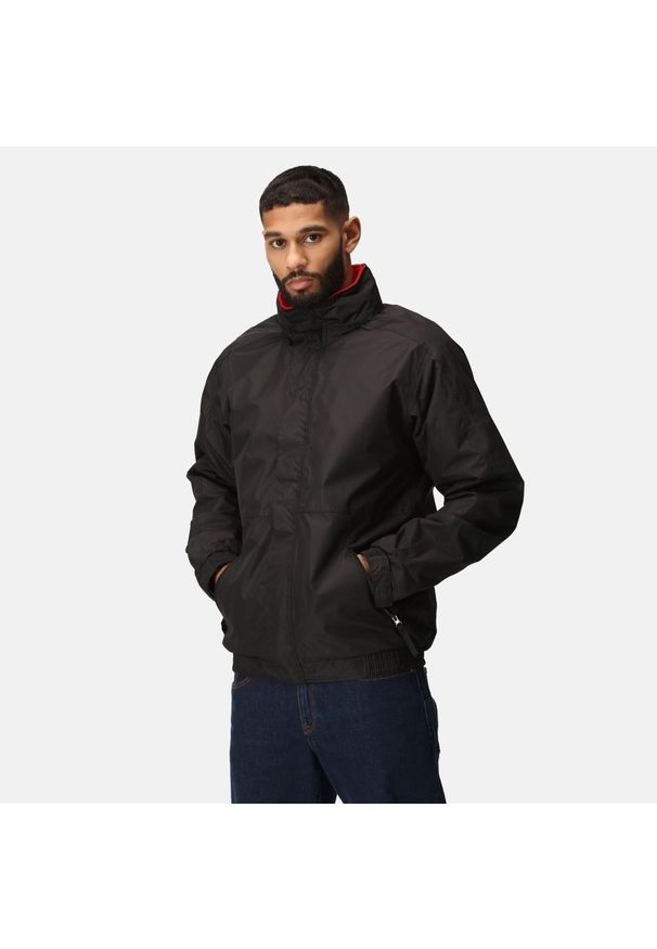 Regatta - Kurtka robocza przeciwdeszczowa ocieplana męska Dover wodoodporna. Kolor: czarny. Sezon: zima. Sport: turystyka piesza